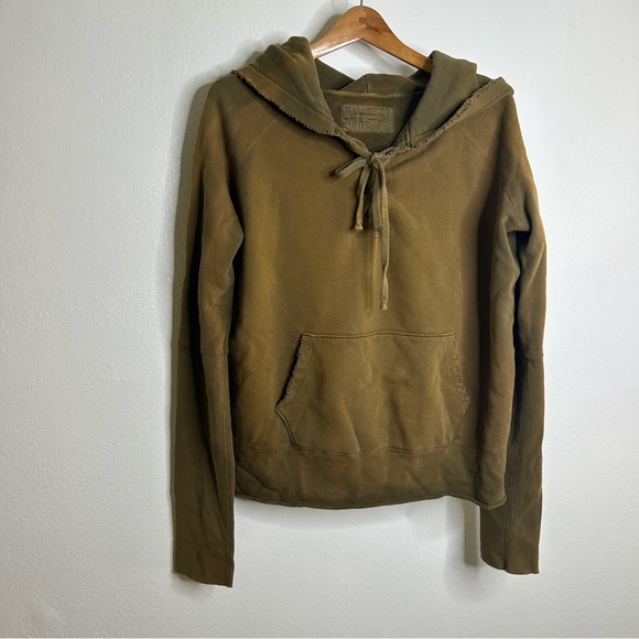 Nili Lotan 100% Cotton Green Lace Up Distressed Hoodie Sweatshirt Size Large - Picture 1 of 16